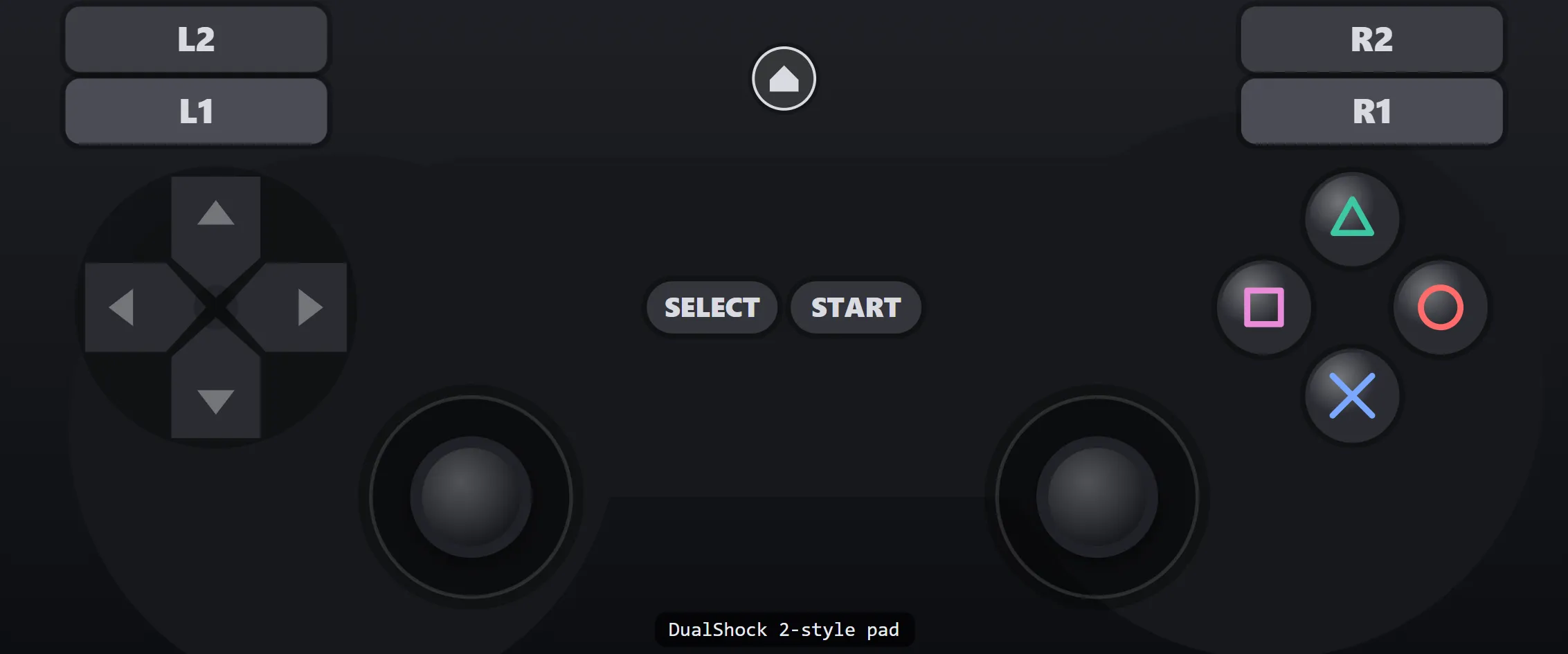 The twin-stick PS2-style pad on a phone, with L3 and R3